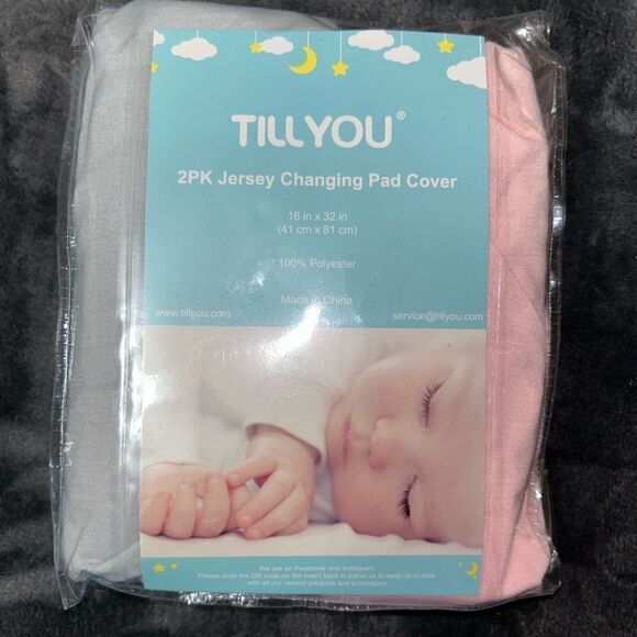 Nwt changing pad covers jersey knit pink and gray - Picture 1 of 1